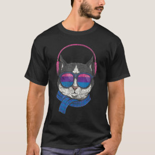 Bisexuelle Bi Pride Flag Katze Vintag Sonnenbrille T-Shirt