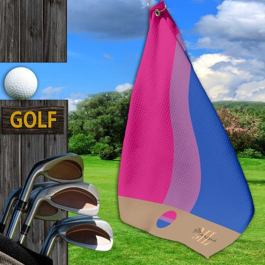 Bisexuelle Flagge & Golfen mit Monogramm / LGBT G Golfhandtuch