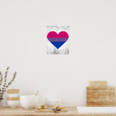 Bisexuelle Flagge Herz Poster (Küche)