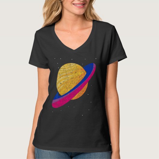 Bisexuelle Flagge Que Saturn Bi Pride Lgbt Bisexua T-Shirt (Vorderseite)