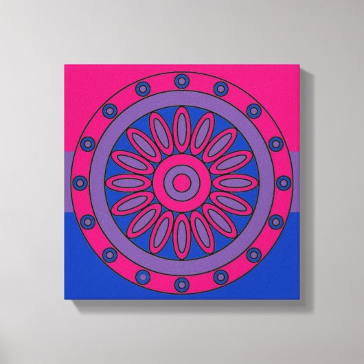 Bisexuelle Flaggenfarben Mandala LGBT Leinwanddruck (Vorderseite)