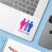 Bisexuelle Liebe ist Liebe männlich Aufkleber (Laptop mit iPhone)