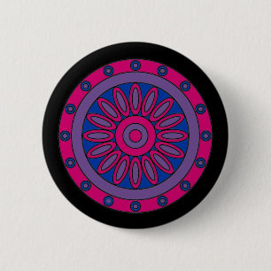 Bisexuelle Stolz-Flagge färbt Mandala LGBT Button