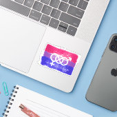 BISEXUELLE SYMBOL-FLAGGE AUFKLEBER (Laptop mit iPhone)