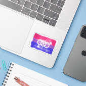 BISEXUELLE SYMBOL-PREISFLAGE AUFKLEBER (Laptop mit iPhone)