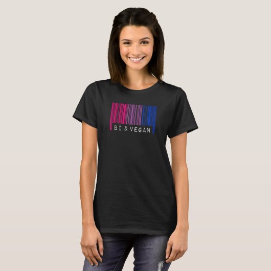 Bisexueller Barcode Pride Bi und Vegane Quee Ästhe T-Shirt (Vorne ganz)
