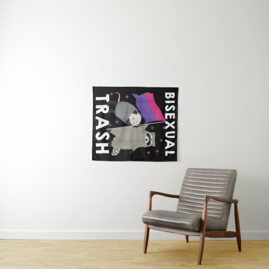 Bisexueller Gay Pride Rainbow LGBT Raccoon Wandteppich (Beispiel (Horizontal))