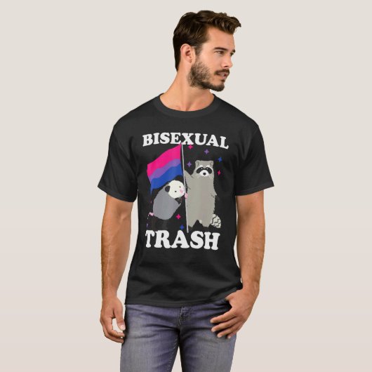 Bisexueller Gay Pride Rainbow Raccoon Poss T-Shirt (Vorne ganz)