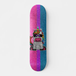 Bisexueller Glitzer Rainbow Unicorn Skateboard