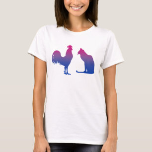Bisexueller Hahn und Kätzchen T-Shirt