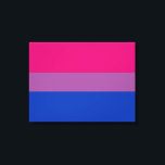 Bisexueller Stolz (Bi-Flagge) Leinwanddruck<br><div class="desc">Dieses Design zeigt die BiSexuelle Stolz-Fahne, die 1998 von Michael Page entworfen wurde. Es sollte der Bisexuellen-Gemeinschaft ein eigenes Symbol geben, das mit der Gay Pride-Fahne vergleichbar ist. In der Fahne ist das Rosa für die gleiche Anziehungskraft der Geschlechter, Blau für unterschiedliche Anziehungskraft der Geschlechter, und lila ist es, die...</div>