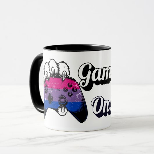 Bisexueller Stolz Game On Tiger Pfoten Controller  Tasse (Vorderseite Links)