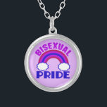 Bisexueller Stolz Versilberte Kette<br><div class="desc">Hübsches lila,  maroon und blaues Bisexualität Geschenk mit der bisexuellen Fahne als Regenbogen.</div>