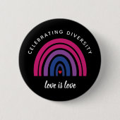 Bisexueller Stolz zum Feiern der Liebe des Diversi Button (Vorderseite)