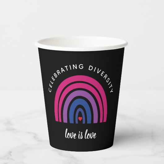 Bisexueller Stolz zum Feiern der Liebe des Diversi Pappbecher (Vorderseite)