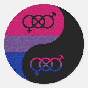Bisexuelles Yin und Yang Runder Aufkleber