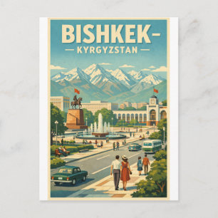 Bishkek Stadt, Kirgisistan Retro-Reise Postkarte