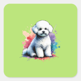 Bishon Frise Dog Quadratischer Aufkleber