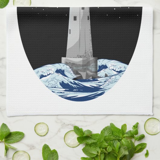 Bishop Rock Lighthouse Geschirrtuch (Gefaltet)