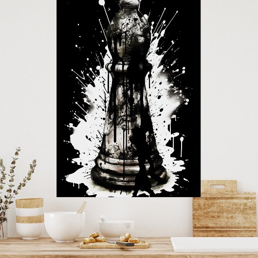 Bishop Schess Tinte Malerei Poster (Küche)