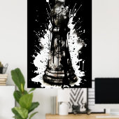 Bishop Schess Tinte Malerei Poster (Heimbüro)