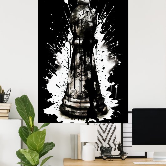 Bishop Schess Tinte Malerei Poster (Heimbüro)