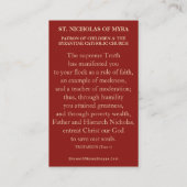BISHOP ST. NICHOLAS VON MYRA PRAYER HOLY CARDS VISITENKARTE (Rückseite)