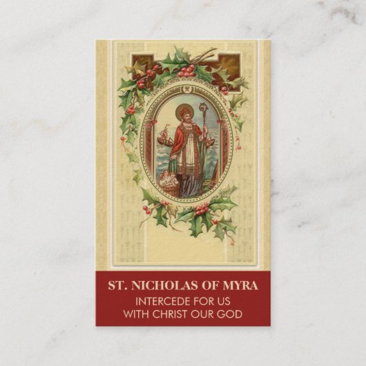BISHOP ST. NICHOLAS VON MYRA PRAYER HOLY CARDS VISITENKARTE (Vorderseite)