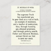 BISHOP ST. NICHOLAS VON MYRA PRAYER HOLY CARDS VISITENKARTE (Rückseite)