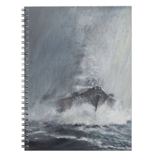 Bismarck durch Vorhänge des Regen-Schneeregens Notizblock