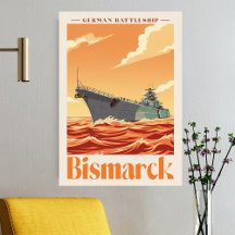Bismarck German Battleship - Vintage Naval Poster
