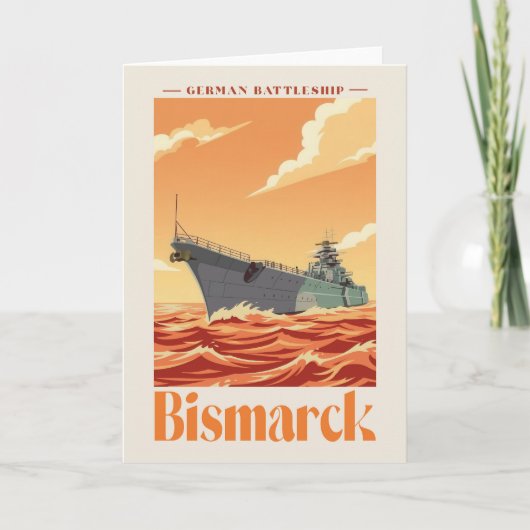Bismarck German Battleship - Vintage Naval Poster Dankeskarte (Vorderseite)