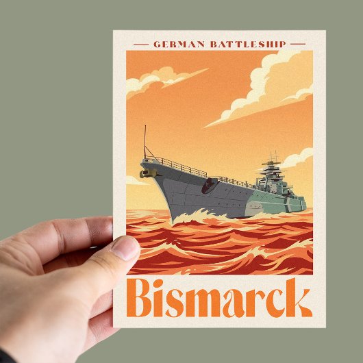Bismarck German Battleship - Vintage Naval Poster Postkarte