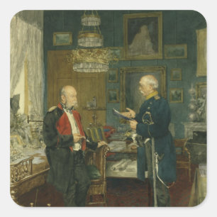 Bismarck mit Kaiser Wilhelm I Quadratischer Aufkleber