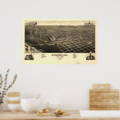 Bismarck North Dakota 1883 Antique Panoramabalkart Poster (Küche)