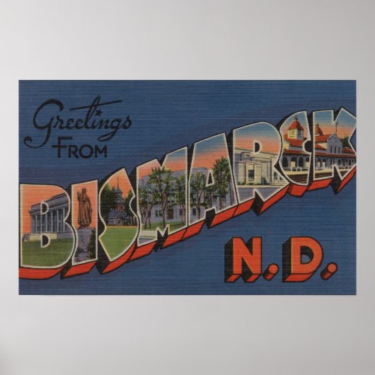 Bismarck, North Dakota - Große Briefmarkenszenen Poster (Vorne)