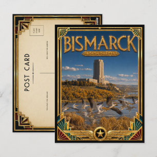 Bismarck North Dakota Vintage Art Deco Golden Age Postkarte