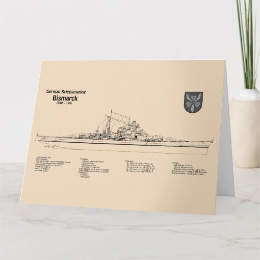 Bismarck - Pläne für die Schlachtung - Blaupause S Dankeskarte (Vorderseite)