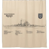 Bismarck - Pläne für die Schlachtung - Blaupause S Duschvorhang (Vorderseite)