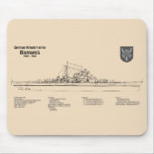 Bismarck - Pläne für die Schlachtung - Blaupause S Mousepad (Vorne)