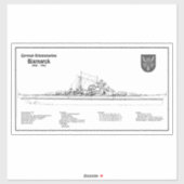 Bismarck - Pläne für ein Konzept für die Schlachth Aufkleber (Blatt)