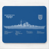 Bismarck - Pläne für ein Konzept für die Schlachtu Mousepad (Vorne)