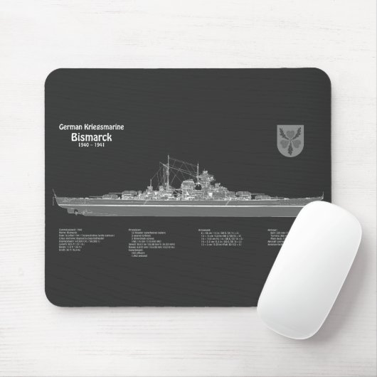 Bismarck - Pläne für ein Konzept für die Schlachtu Mousepad (Mit Mouse)