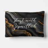 Bismillah Alhamdullilah Black Gold Agate Zubehörtasche (Vorderseite)