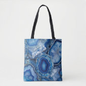 Bismillah Alhamdullilah Blauer Achat Tasche (Vorderseite)