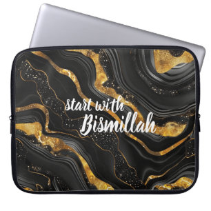 Bismillah Alhamdullilah Gold Schwarz Achat Laptopschutzhülle