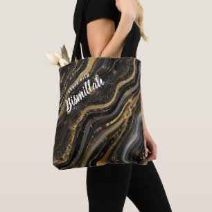 Bismillah Alhamdullilah Gold Schwarz Achat Tasche