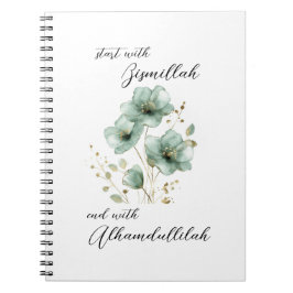 Bismillah Alhamdullilah Grüne Flora Notizblock