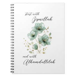 Bismillah Alhamdullilah Grüne Flora Notizblock