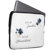 Bismillah Alhamdullilah Navy Gold Floral Laptopschutzhülle (Vorne Rechts)